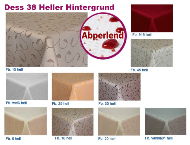 Abperlende, Schmutzabweisende Tischwäsche DESS 38 hell